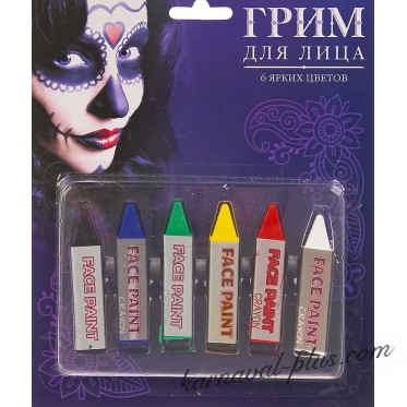 Грим-карандаши для лица, 6 цветов по 0,9 гр